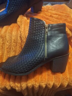 Black Open-Toe Ankle Boots Size 9